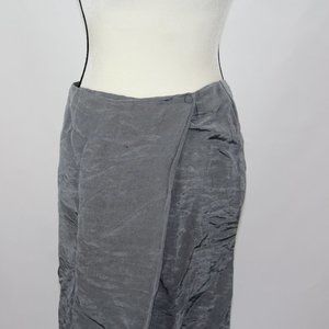Giorgio Armani Women's Skirt 42 US 6 Metallic Gray Silk Flax Wrap Design Italy